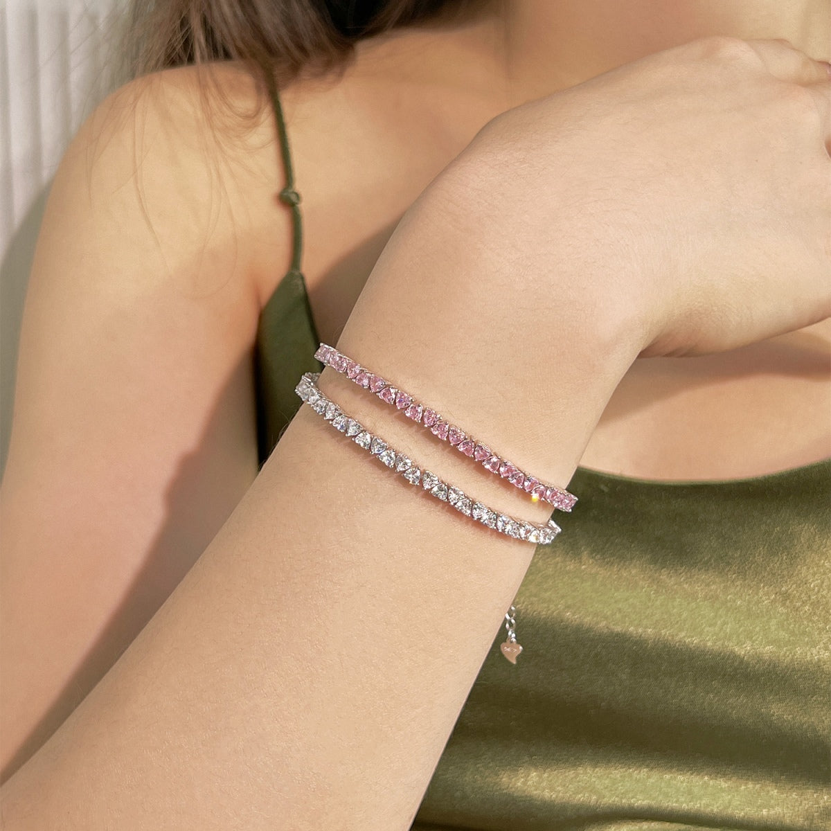 [ELAN LUXE]Dazzling Romantic Heart Shape Lover Bracelet