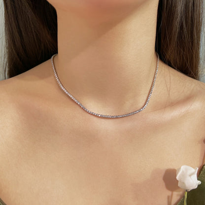 [ELAN LUXE]Delicate Round Shape Tennis Necklace
