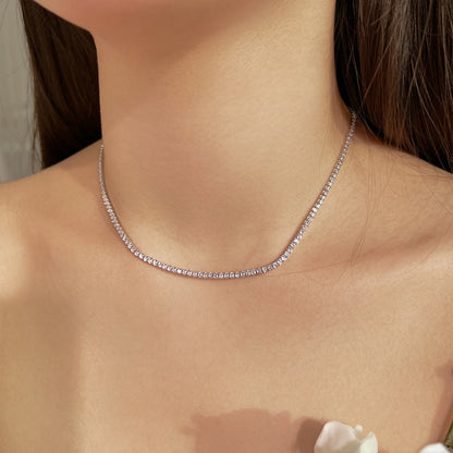 [ELAN LUXE]Delicate Round Shape Tennis Necklace