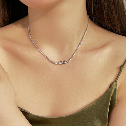 [ELAN LUXE]Delicate Round Shape Tennis Necklace