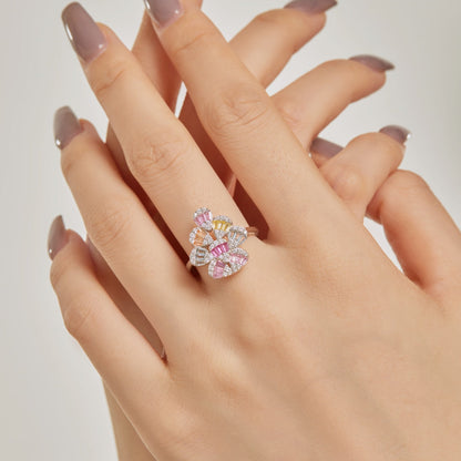 [ELAN LUXE]Sparkling Colorful Water Drop Shape Daily Ring