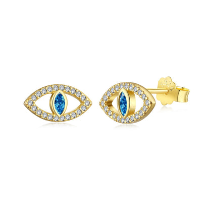 [ELAN LUXE]Blue Devil Eyes Hollow Stud Earrings