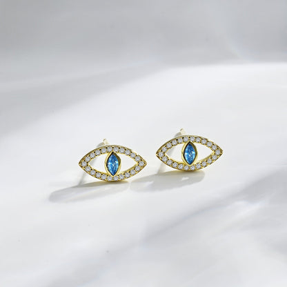 [ELAN LUXE]Blue Devil Eyes Hollow Stud Earrings