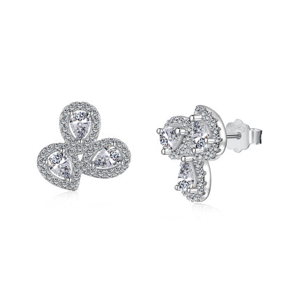 [ELAN LUXE]Ornate Flower Shape Pear Cut Lover Earrings