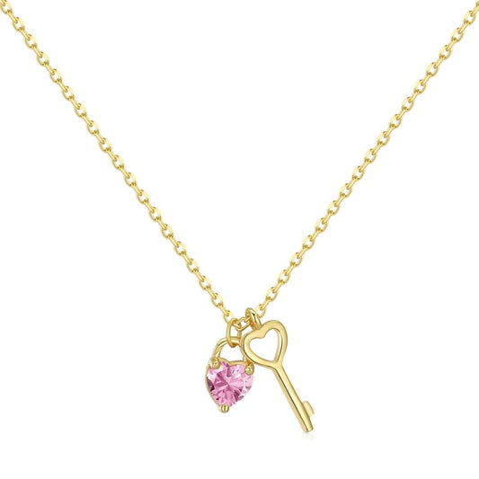 [ELAN LUXE]Unique Heart Shape Key Pendent Necklace