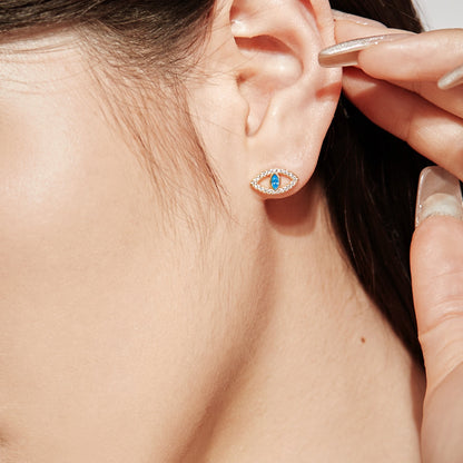[ELAN LUXE]Blue Devil Eyes Hollow Stud Earrings