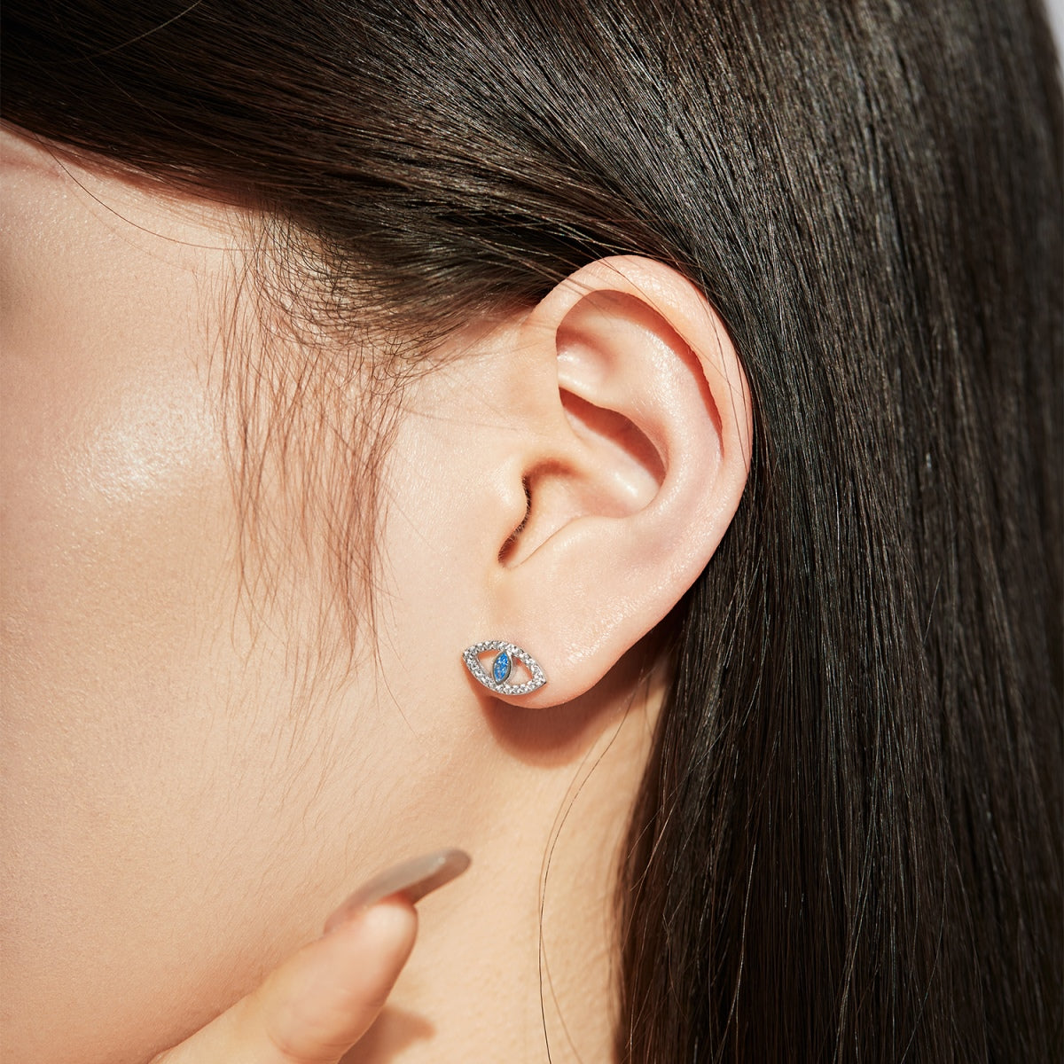 [ELAN LUXE]Blue Devil Eyes Hollow Stud Earrings