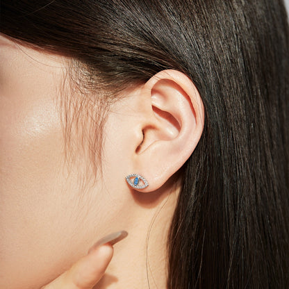 [ELAN LUXE]Blue Devil Eyes Hollow Stud Earrings