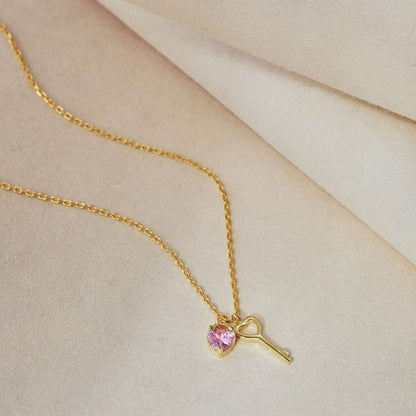 [ELAN LUXE]Unique Heart Shape Key Pendent Necklace