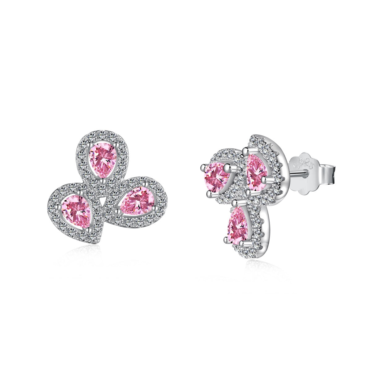 [ELAN LUXE]Ornate Flower Shape Pear Cut Lover Earrings