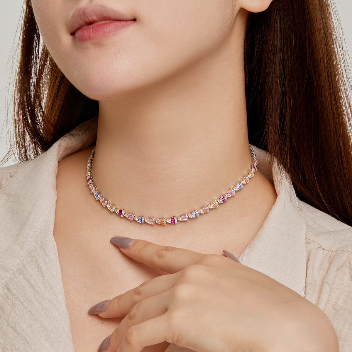 [ELAN LUXE]Radiant Colorful Rainbow Necklace