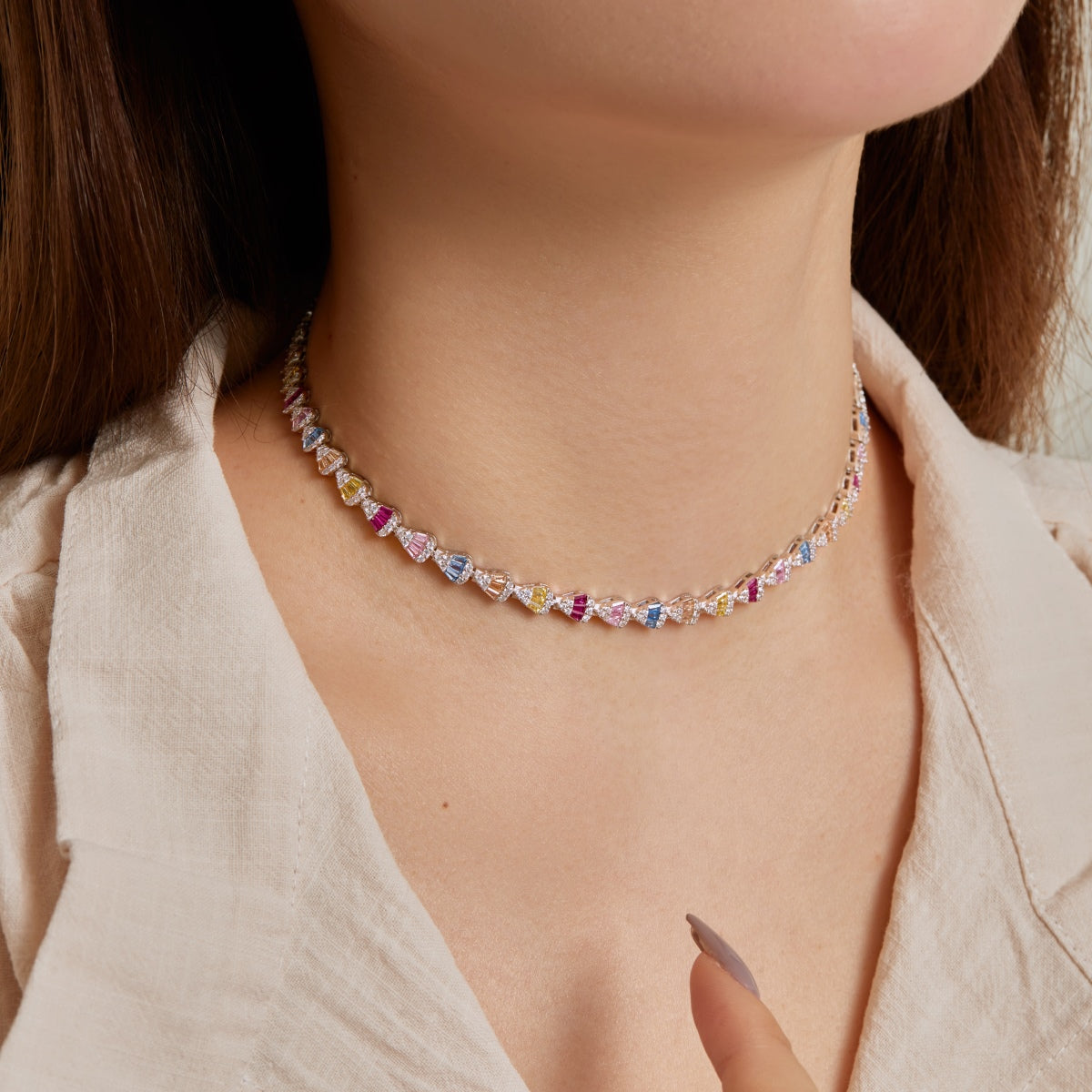 [ELAN LUXE]Radiant Colorful Rainbow Necklace