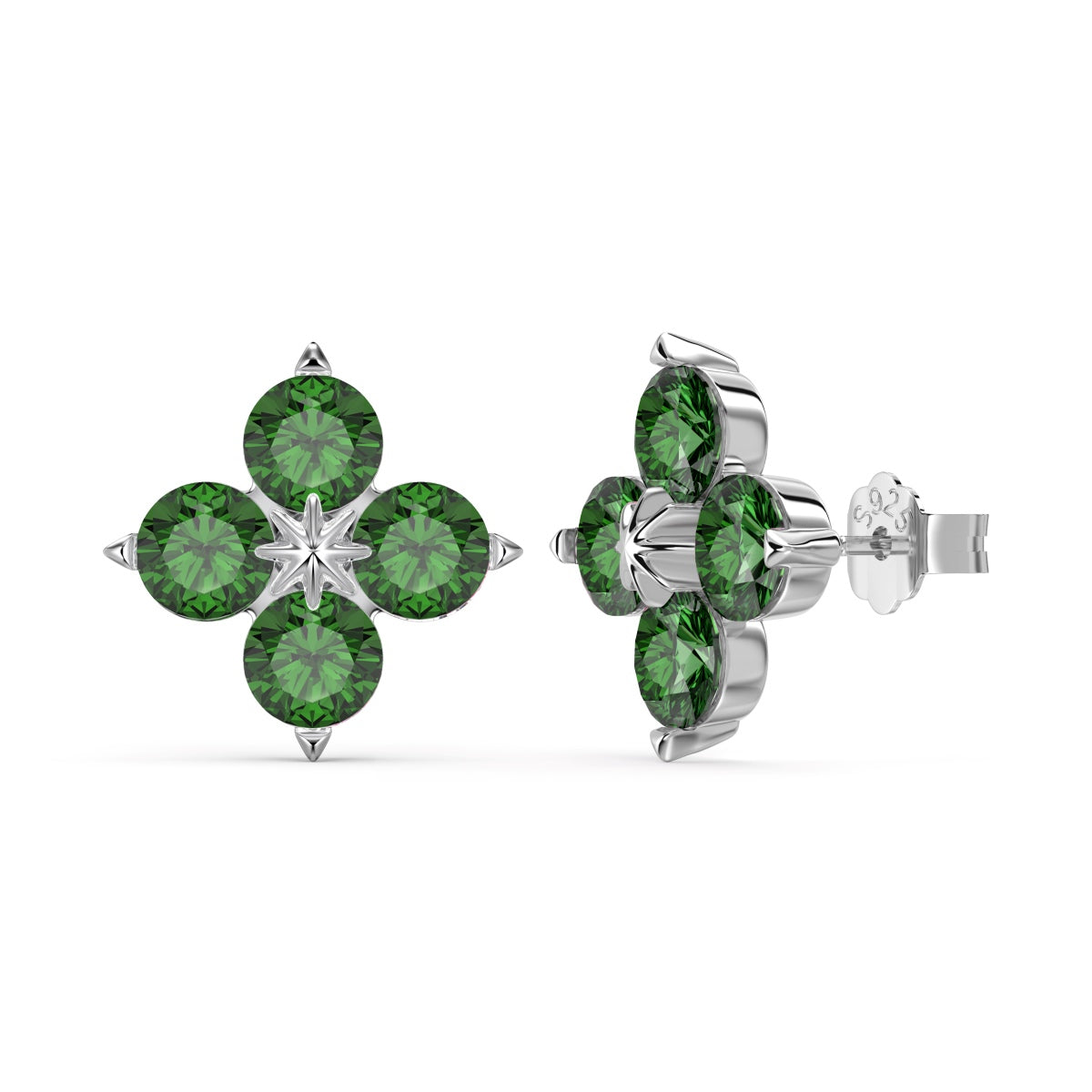 [ELAN LUXE]Four-Leaf Clover Eight-Pointed Star Earrings