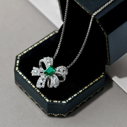 [ELAN LUXE]Luxurious Flower Shape Emerald Cut Necklace