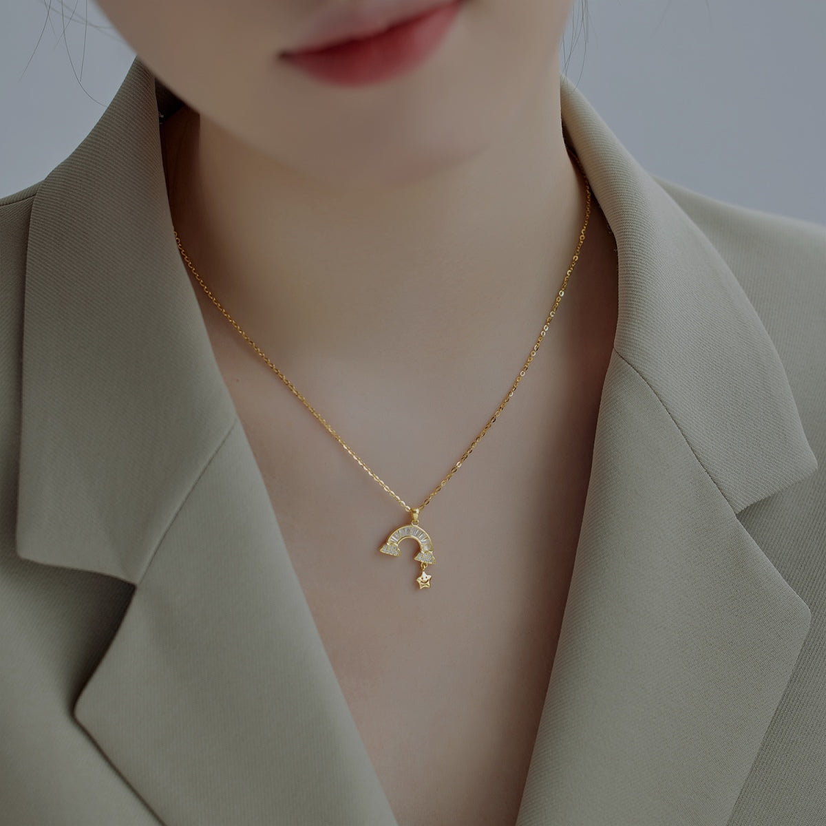 [ELAN LUXE]Unique Rainbow Star Necklace
