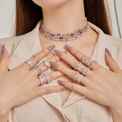 [ELAN LUXE]Delicate Colorful Rainbow Tennis Chain