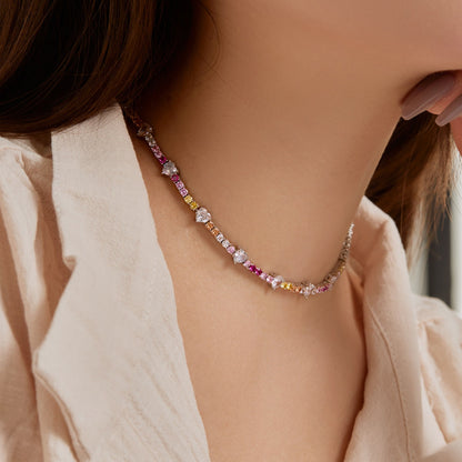 [ELAN LUXE]Delicate Colorful Rainbow Tennis Chain