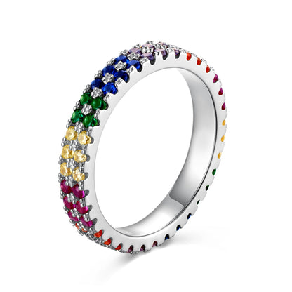 [ELAN LUXE]Unique Colorful Round Cut Tennis Ring