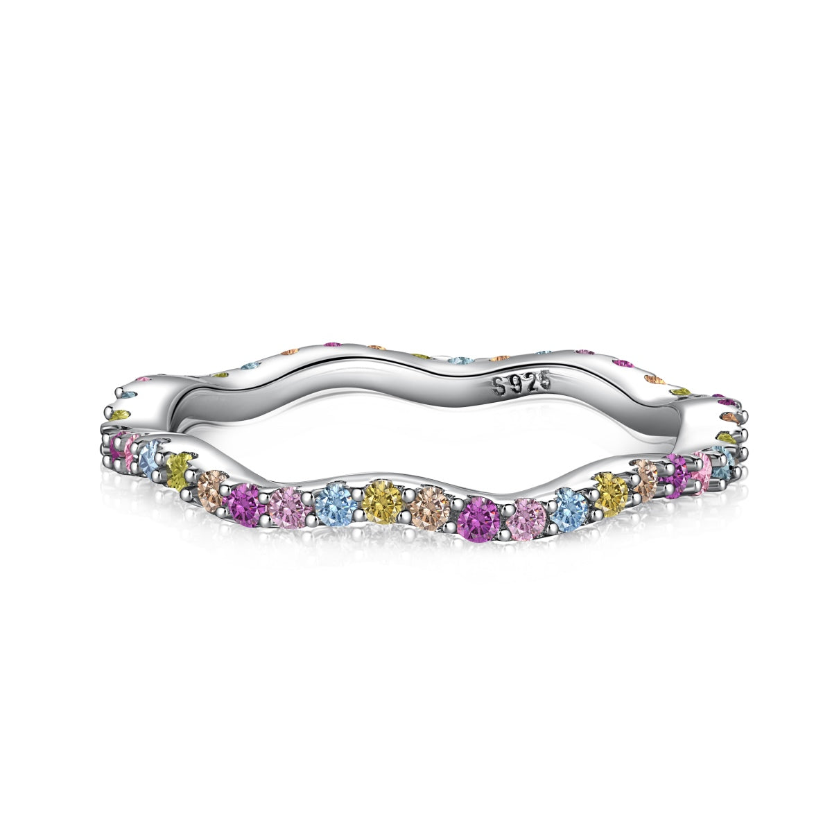 [ELAN LUXE]Dainty Colorful Round Cut Party Ring
