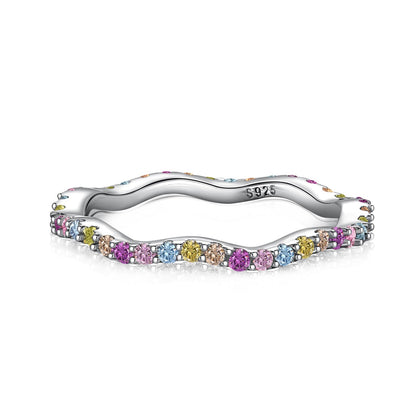 [ELAN LUXE]Dainty Colorful Round Cut Party Ring
