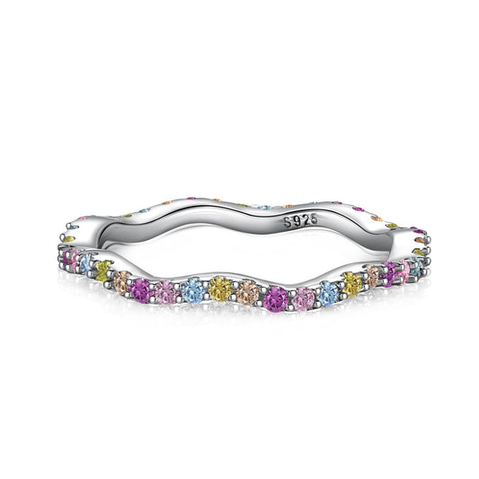 [ELAN LUXE]Dainty Colorful Round Cut Party Ring