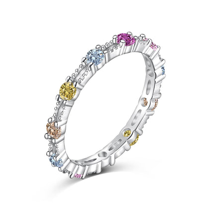 [ELAN LUXE]Sparkling Colorful Round Cut Tennis Ring