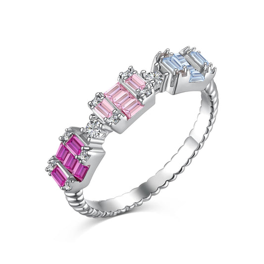 [ELAN LUXE]Unique Colorful Emerald Cut Party Ring