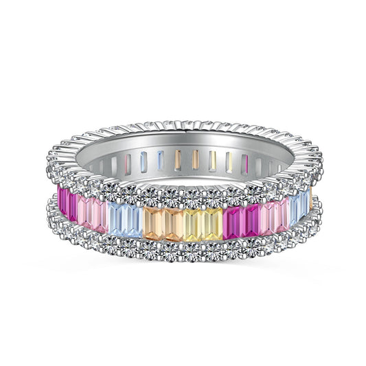 [ELAN LUXE]Dainty Kaleidoscopic Emerald Cut Daily Ring