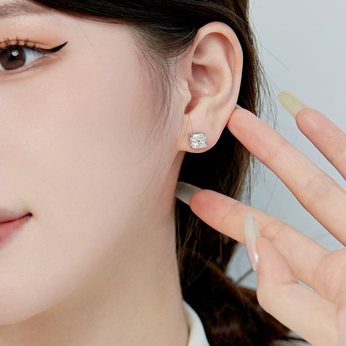 [ELAN LUXE]1.0 Carat Radiant Princess Cut Wedding Earrings