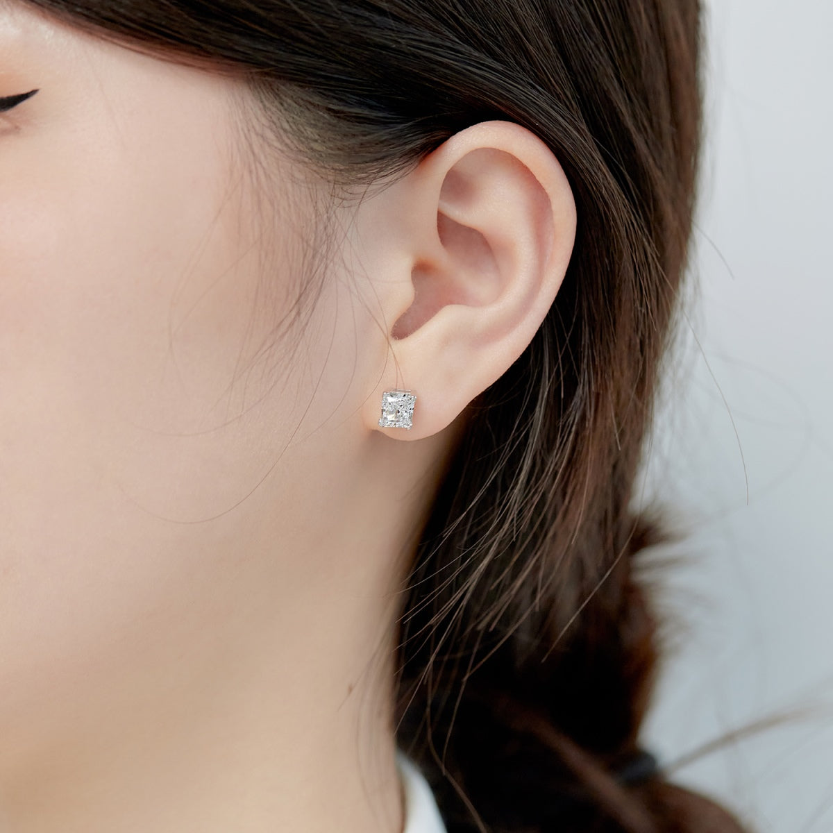 [ELAN LUXE]1.0 Carat Radiant Princess Cut Wedding Earrings