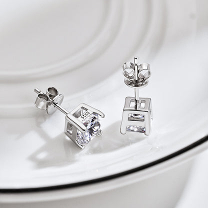 [ELAN LUXE]1.0 Carat Radiant Princess Cut Wedding Earrings