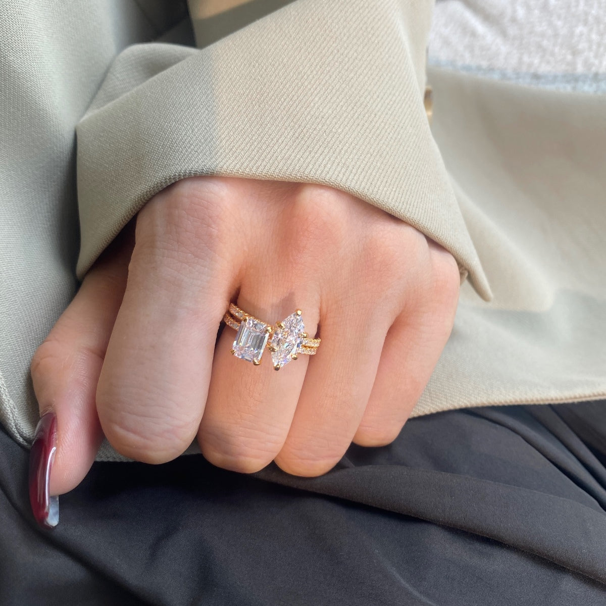 [ELAN LUXE]2.0 Carat Scintillating Ornate Radiant Cut Party Ring