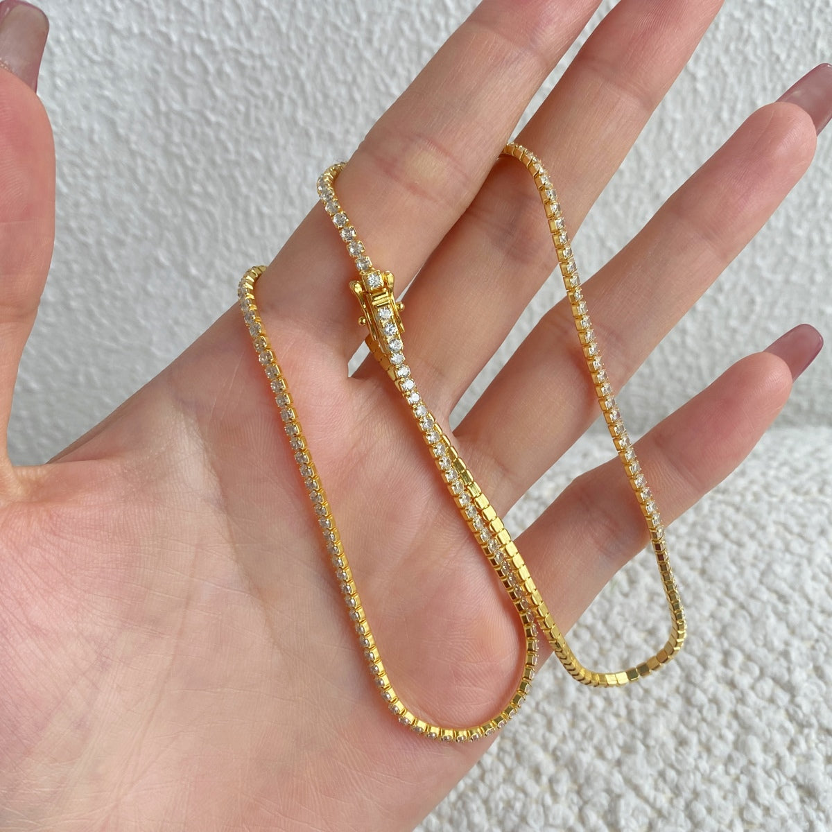 [ELAN LUXE]Delicate Round Shape Tennis Necklace
