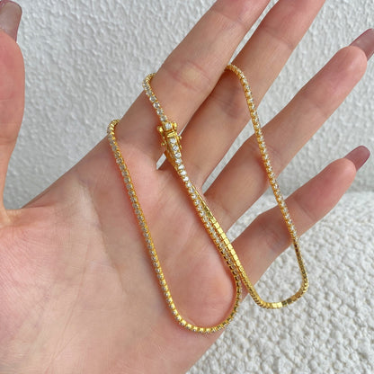 [ELAN LUXE]Delicate Round Shape Tennis Necklace