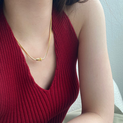 [ELAN LUXE]Delicate Round Shape Tennis Necklace