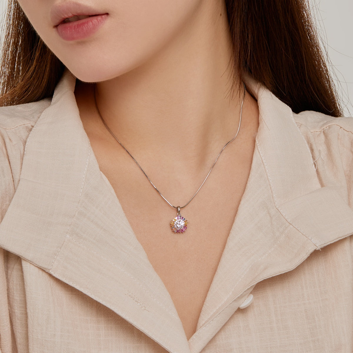 [ELAN LUXE]Charming Flower Colorful Necklace