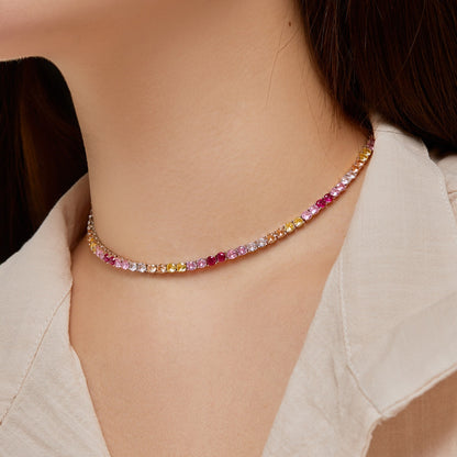 [ELAN LUXE]Delicate Colorful Tennis Necklace