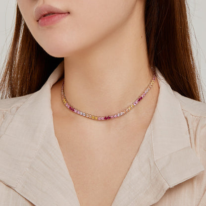 [ELAN LUXE]Delicate Colorful Tennis Necklace