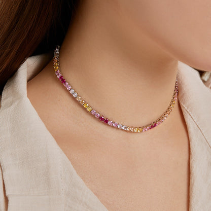 [ELAN LUXE]Delicate Colorful Tennis Necklace