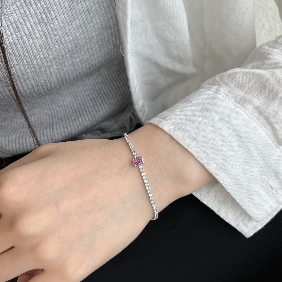 [ELAN LUXE]0.75 Carat Exquisite Oval Cut Daily Bracelet