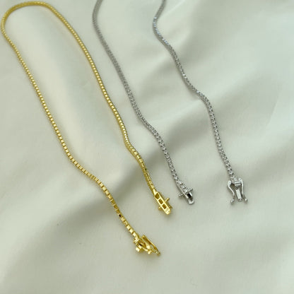 [ELAN LUXE]Delicate Round Shape Tennis Necklace