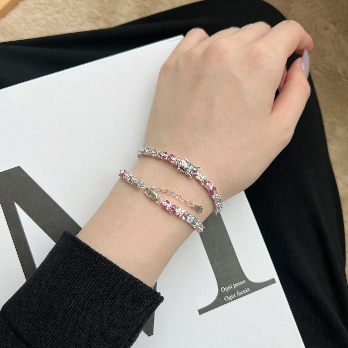 [ELAN LUXE]Radiant Colorful Emerald Cut Party Bracelet