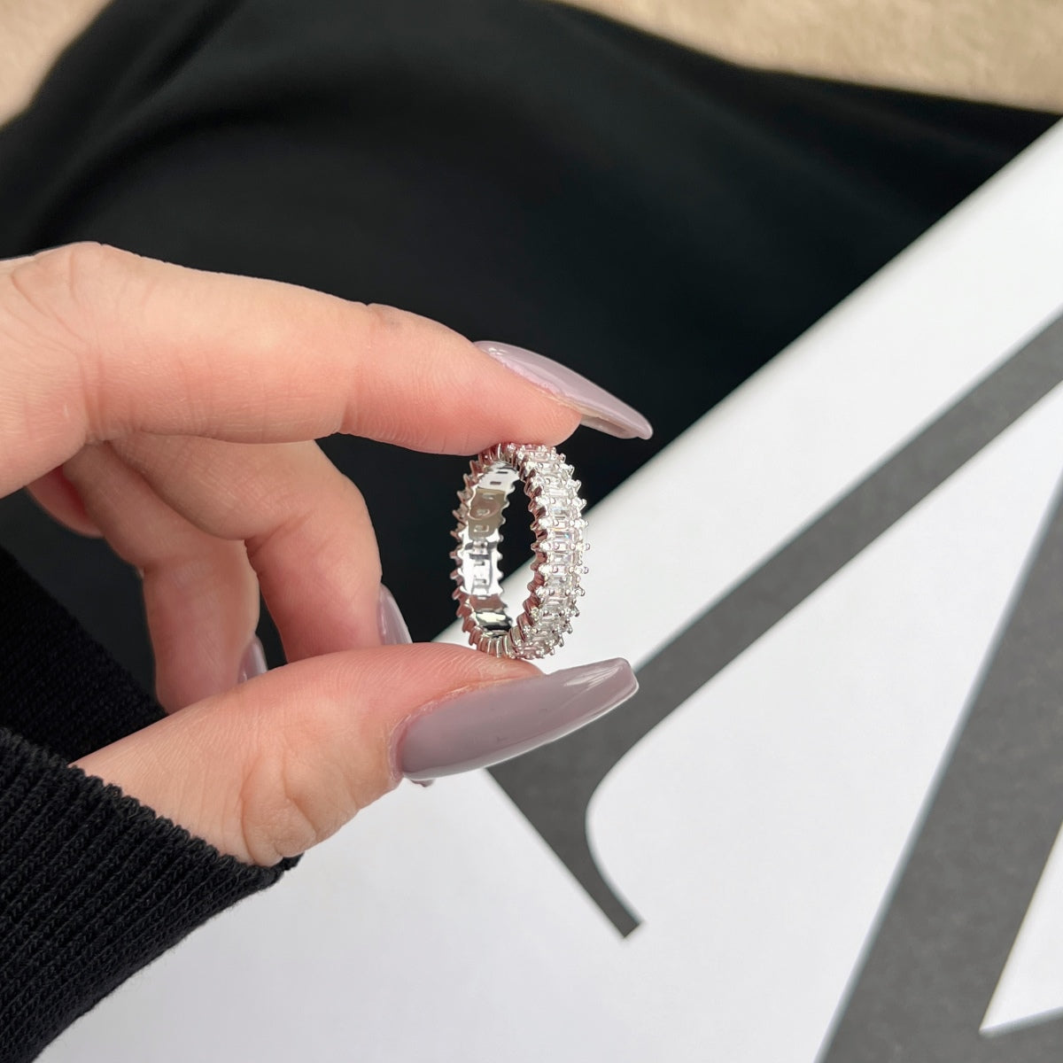 [ELAN LUXE]Splashy Ornate Emerald Cut Cocktail Ring
