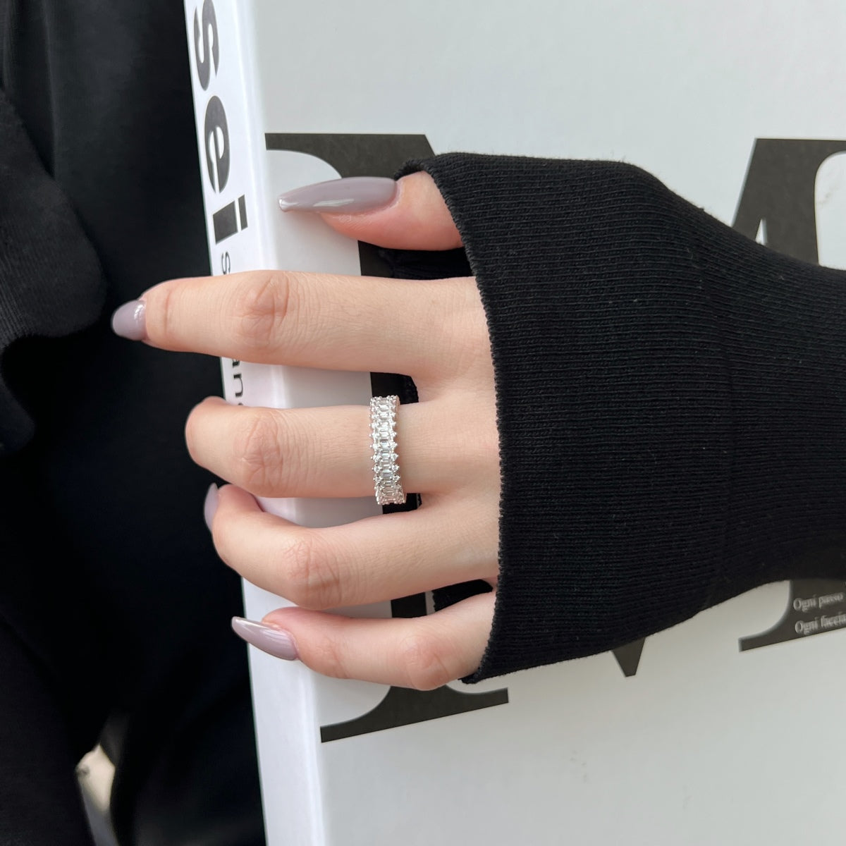 [ELAN LUXE]Splashy Ornate Emerald Cut Cocktail Ring