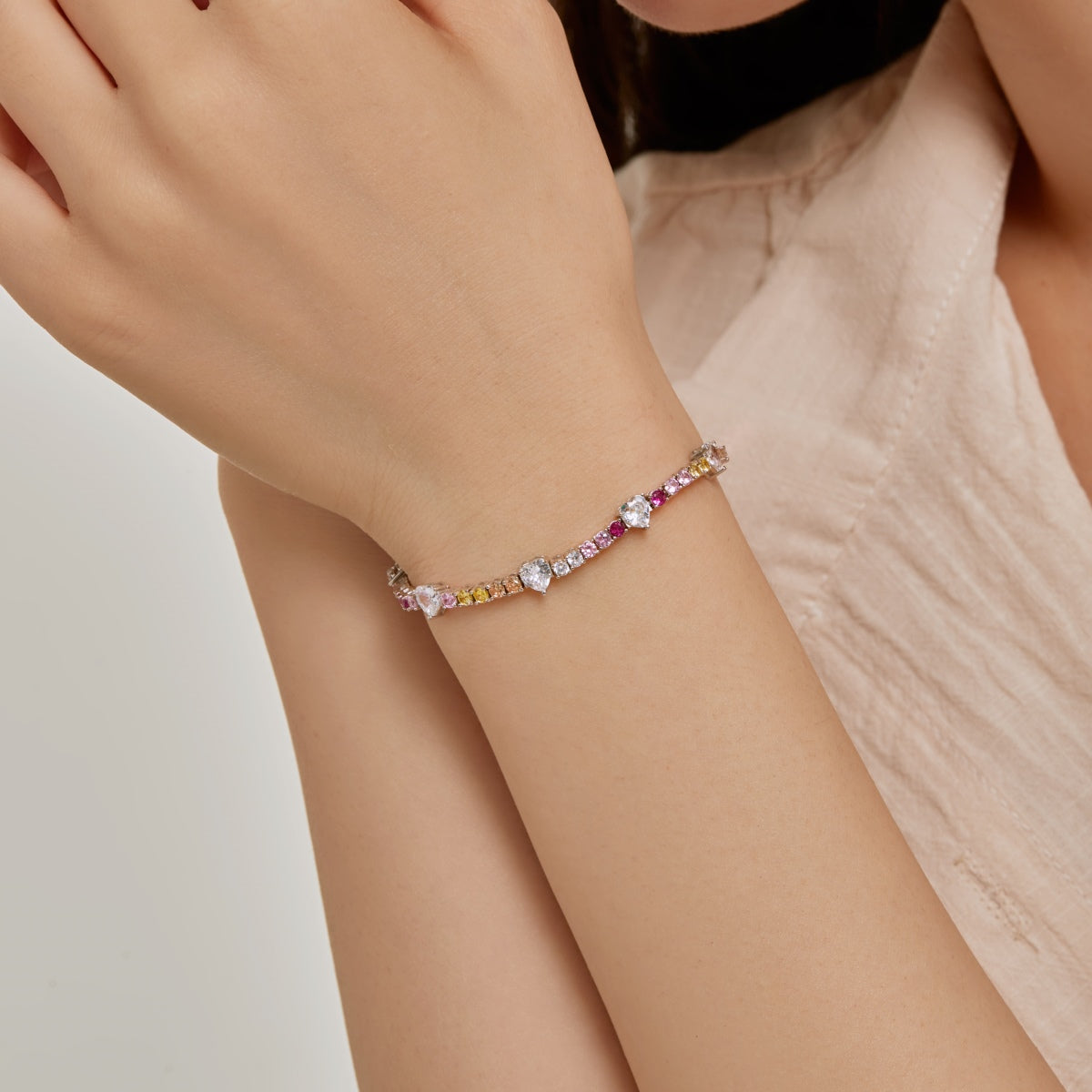 [ELAN LUXE]Romantic Heart Shape Round Cut Lover Bracelet
