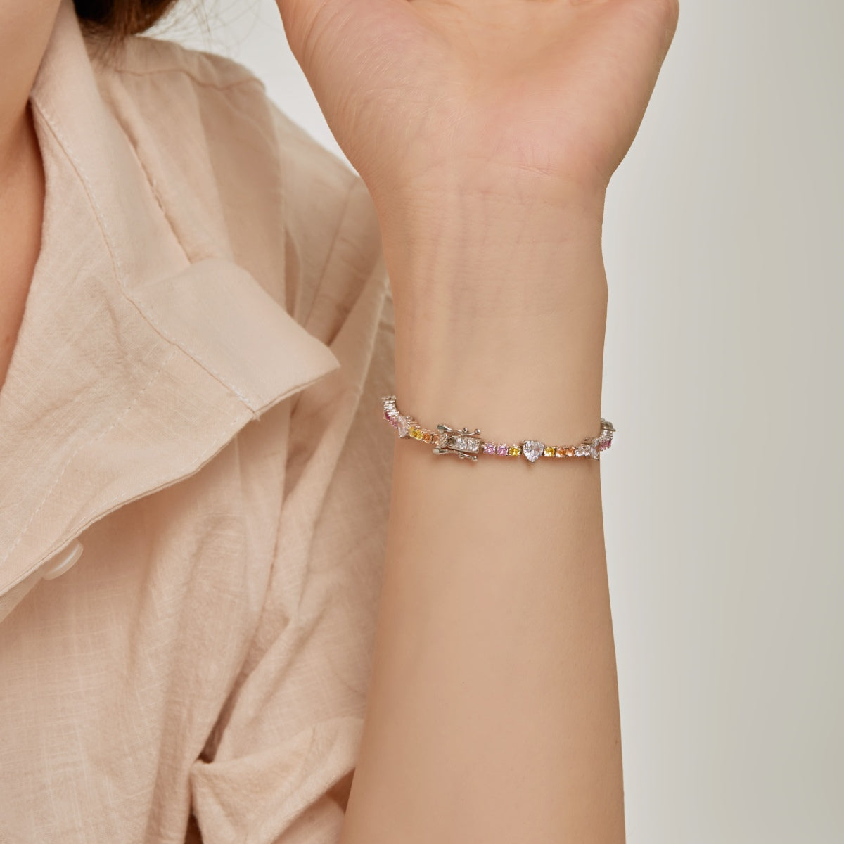 [ELAN LUXE]Romantic Heart Shape Round Cut Lover Bracelet