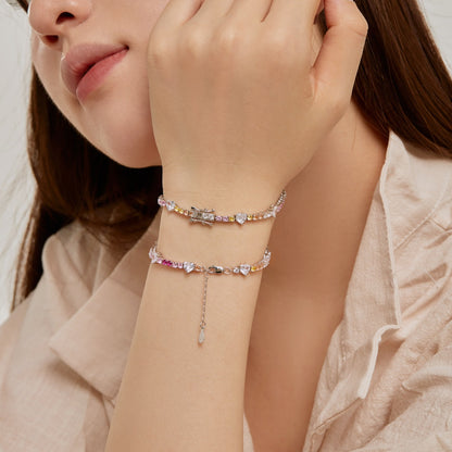 [ELAN LUXE]Romantic Heart Shape Round Cut Lover Bracelet