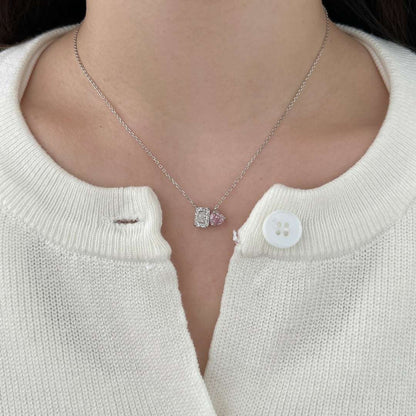 [ELAN LUXE]Dazzling Square & Heart Shape Necklace