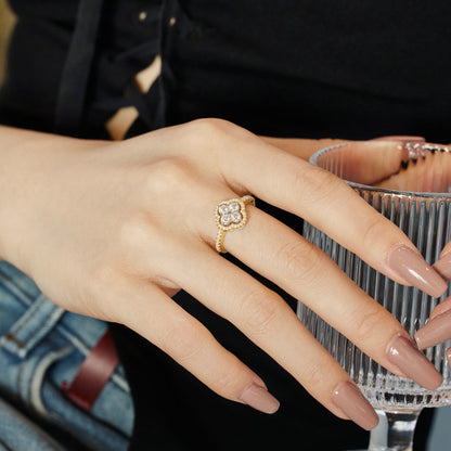 [ELAN LUXE]Four Leaf Clover Flower Design Ring