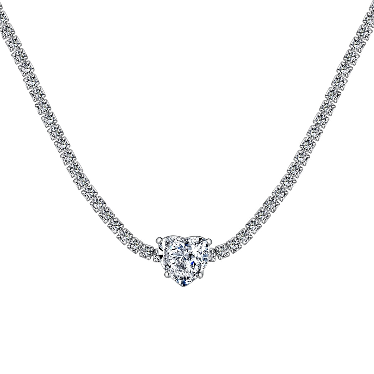 [ELAN LUXE]2.0 Carat Sparkling Tennis Heart Cut Necklace